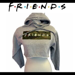 FRIENDS gray cropped pullover hoodie size small